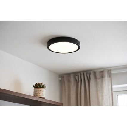 BRILAGI - LED-Badezimmer-Deckenleuchte mit Sensor ZENNA LED/12W/230V, Ø 25 cm, IP44, schwarz + Fernbedienung