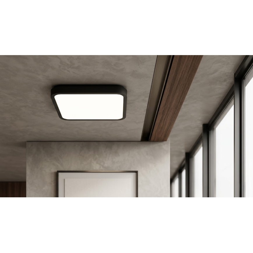 BRILAGI - LED-Badezimmer-Deckenleuchte mit Sensor ZENNA LED/24W/230V 34,5x34,5 cm IP44 schwarz + Fernbedienung