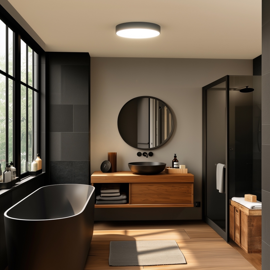 Brilagi - POOL LED Deckenleuchte für Badezimmer, 36W/230V, 3000/4000/5500K, Ø 40 cm, IP54, schwarz