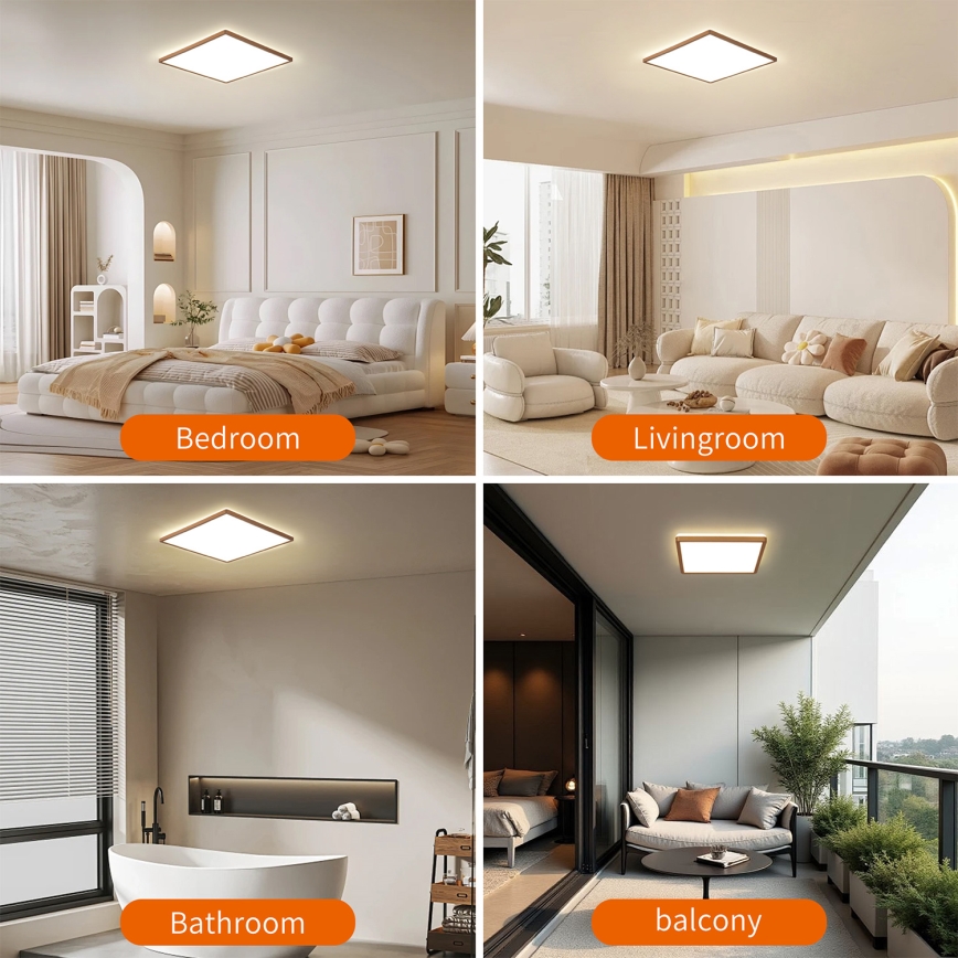 Brilagi - LED Badezimmer-Deckenleuchte ULTRA SLIM LED/24W/230V 42x42 cm Roségold IP54