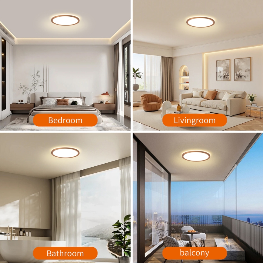 Brilagi - LED-Badezimmer-Deckenleuchte ULTRA SLIM LED/12W/230V Ø22,5 cm Roségold IP54