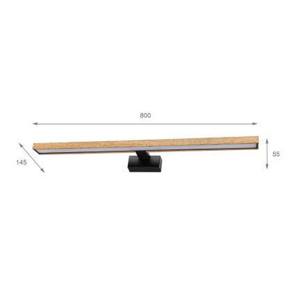 Brilagi - LED-Badspiegelbeleuchtung 3-in-1 WOODY MIRROR LED/15W/230V 80 cm IP44 schwarz/Eiche