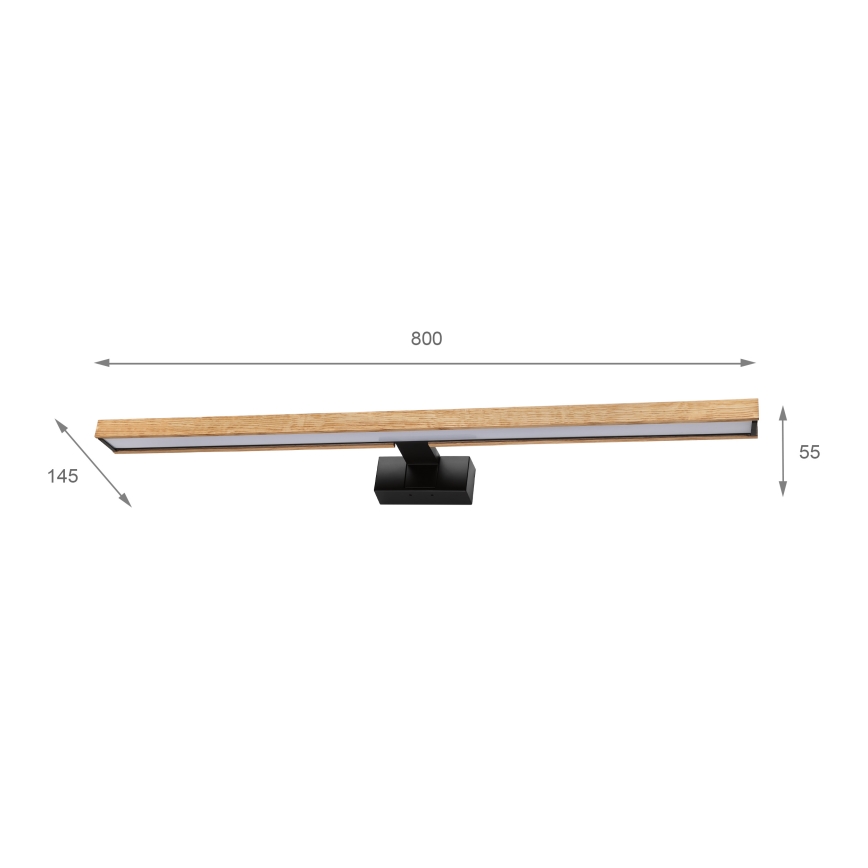 Brilagi - LED-Badspiegelbeleuchtung 3-in-1 WOODY MIRROR LED/15W/230V 80 cm IP44 schwarz/Eiche