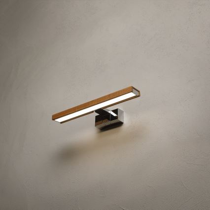 Brilagi - LED-Spiegelleuchte für Badezimmer, 3-in-1 WOODY MIRROR LED/8W/230V 40 cm IP44 hochglanzchrom/Eiche