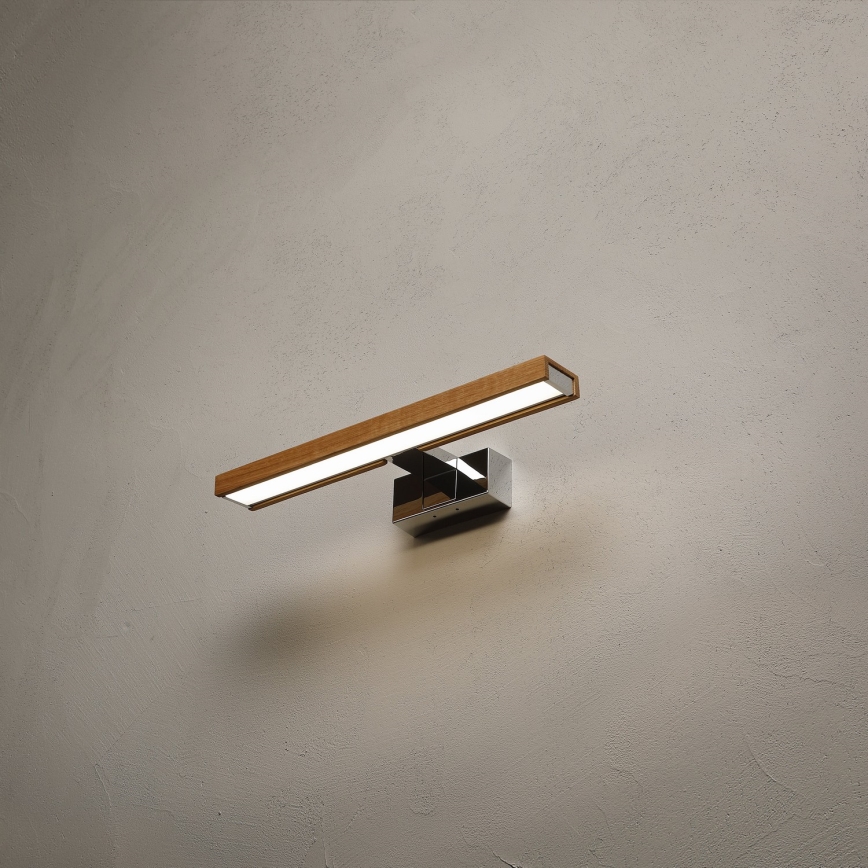Brilagi - LED-Spiegelleuchte für Badezimmer, 3-in-1 WOODY MIRROR LED/8W/230V 40 cm IP44 hochglanzchrom/Eiche