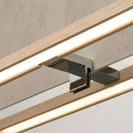 Brilagi - LED-Spiegelleuchte für Badezimmer, 3-in-1 WOODY MIRROR LED/8W/230V 40 cm IP44 hochglanzchrom/Eiche