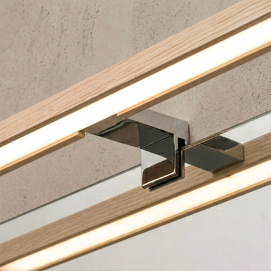 Brilagi - LED-Spiegelleuchte für Badezimmer, 3-in-1 WOODY MIRROR LED/8W/230V 40 cm IP44 hochglanzchrom/Eiche