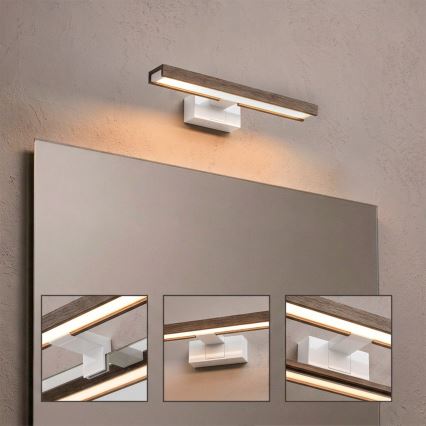 Brilagi - LED-Badezimmer-Spiegelleuchte 3-in-1 WOODY MIRROR LED/8W/230V 40 cm IP44 weiß/Eiche