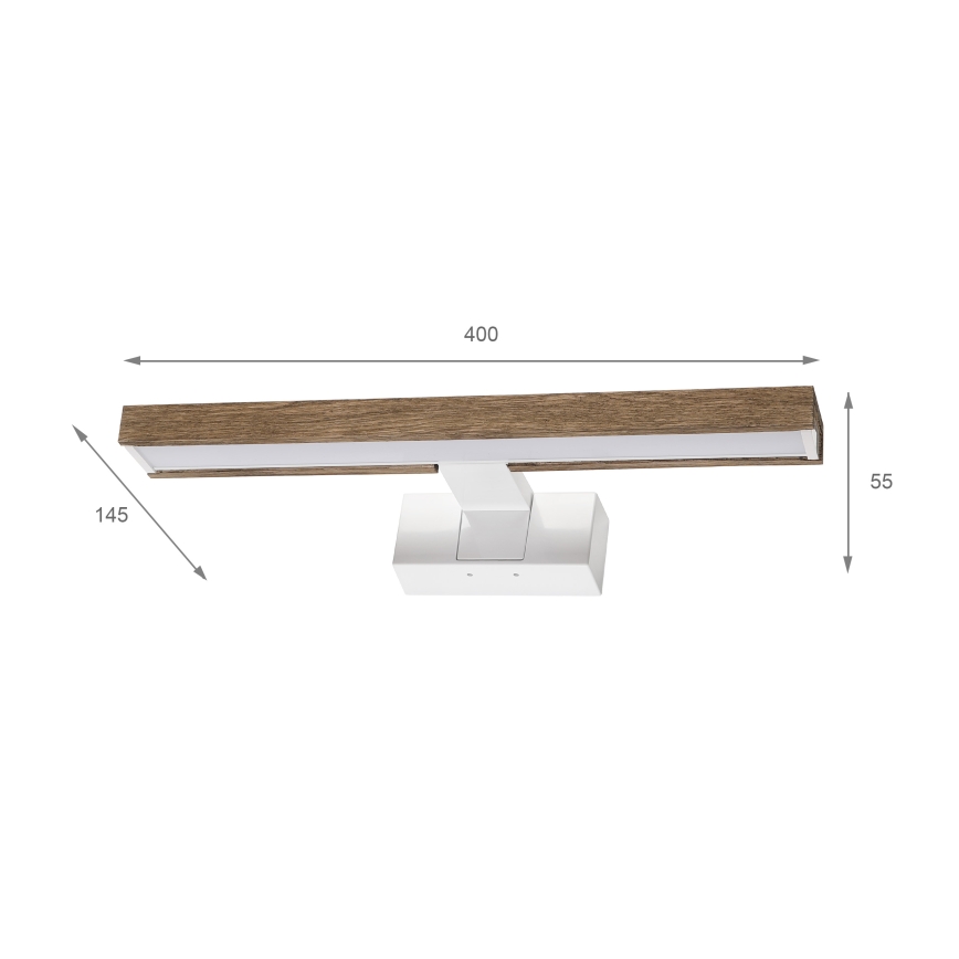 Brilagi - LED-Badezimmer-Spiegelleuchte 3-in-1 WOODY MIRROR LED/8W/230V 40 cm IP44 weiß/Eiche