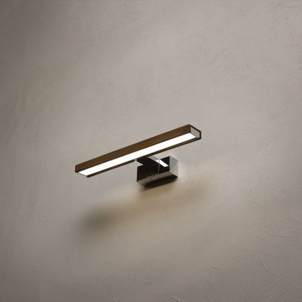 Brilagi - LED-Beleuchtung für Badezimmerspiegel 3-in-1 WOODY MIRROR LED/8W/230V 40 cm IP44 glänzender Chrom/Eiche Nussbaum