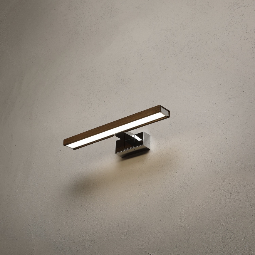 Brilagi - LED-Beleuchtung für Badezimmerspiegel 3-in-1 WOODY MIRROR LED/8W/230V 40 cm IP44 glänzender Chrom/Eiche Nussbaum