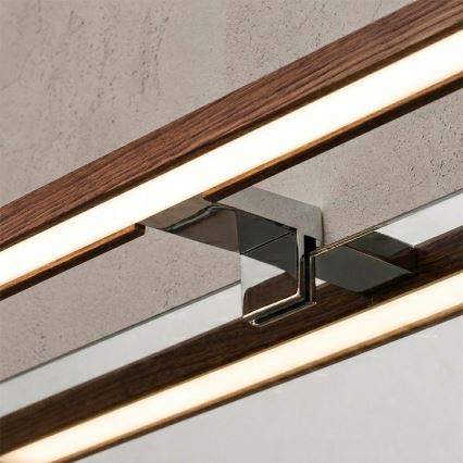 Brilagi - LED-Badezimmer-Spiegelleuchte 3-in-1 WOODY MIRROR LED/12W/230V 60 cm IP44 glänzender Chrom/Eiche-Kirsche
