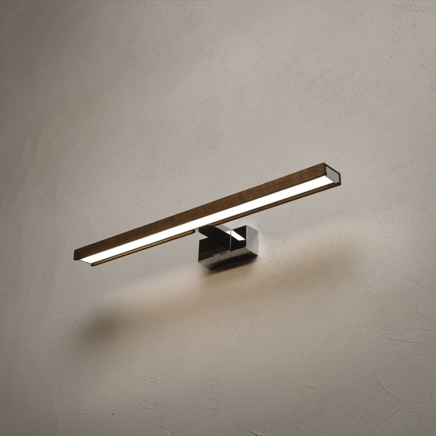 Brilagi - LED-Badezimmer-Spiegelbeleuchtung 3-in-1 WOODY MIRROR LED/12W/230V 60 cm IP44 glänzender Chrom/Eiche/Nussbaum
