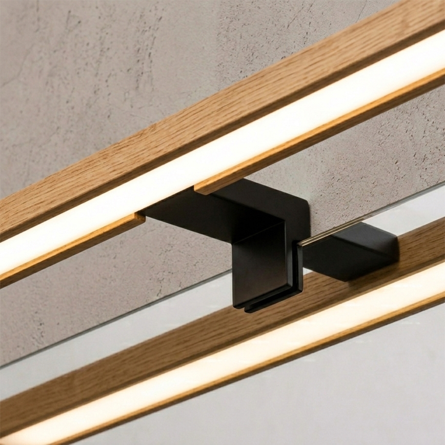 Brilagi - LED-Badspiegelleuchte 3-in-1 WOODY MIRROR LED/12W/230V 60 cm IP44 schwarz/Eiche