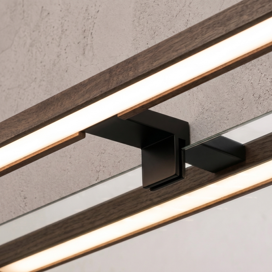 Brilagi - LED-Beleuchtung für Badezimmerspiegel 3-in-1 WOODY MIRROR LED/12W/230V IP44 schwarz/Eiche Nussbaum