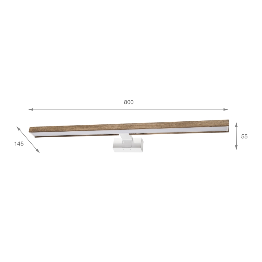 BRILAGI - LED-Beleuchtung für Badezimmerspiegel 3-in-1 WOODY MIRROR LED/15W/230V 80 cm IP44 weiß/Eiche/Nussbaum