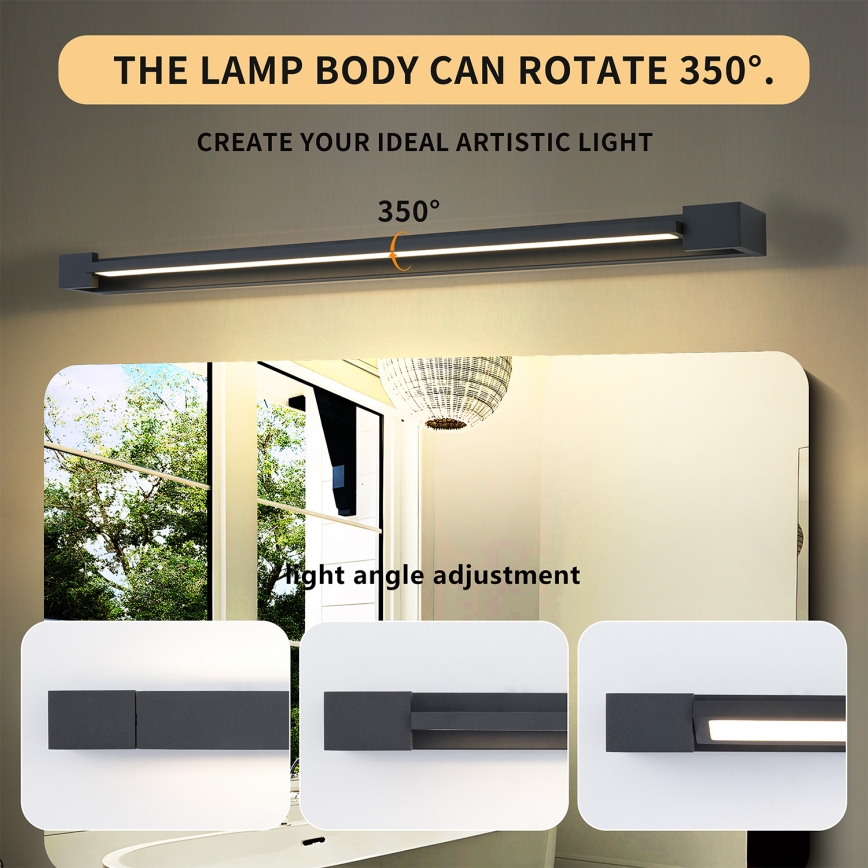 Brilagi - LED-Beleuchtung für Badezimmerspiegel AQUA LINE LED/24W/230V 90 cm IP44 schwarz CRI 90