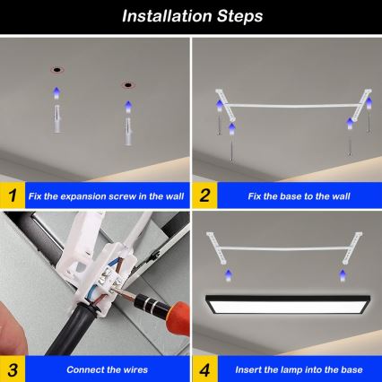 Brilagi - LED-Deckenleuchte für Badezimmer FRAME LED/50W/230V 3000/4000/6000K IP44 schwarz