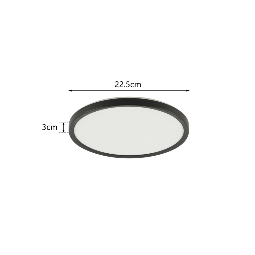 Brilagi - LED-Deckenleuchte für Badezimmer ULTRA SLIM LED/12W/230V d 22,5 cm schwarz IP54