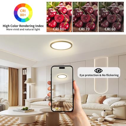 Brilagi - LED-Deckenleuchte für Badezimmer ULTRA SLIM LED/12W/230V Ø 22,5 cm goldfarben IP54