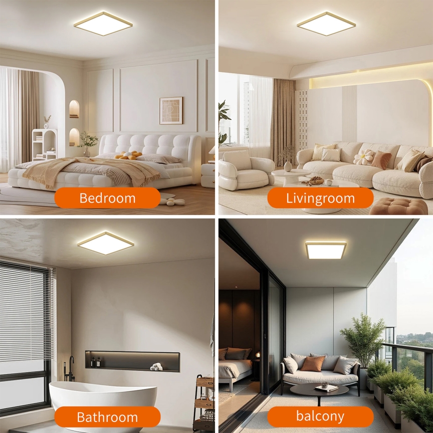 Brilagi - LED-Badezimmerleuchte ULTRA SLIM LED/24W/230V 42x42 cm goldfarben IP54