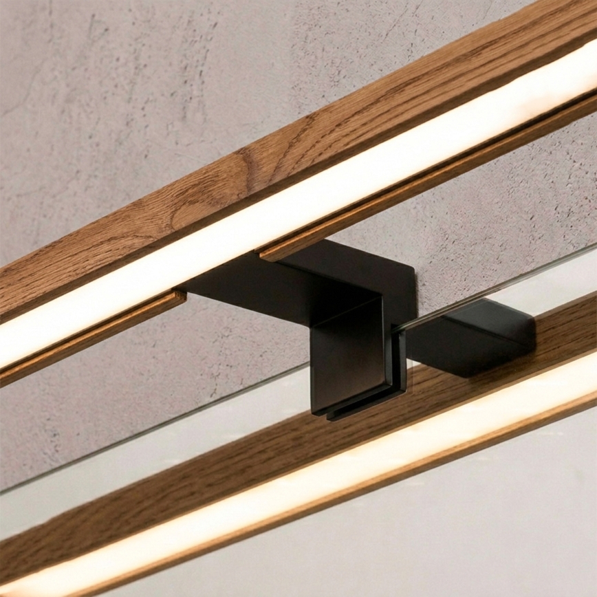 Brilagi - LED-Badezimmer-Spiegelbeleuchtung 3-in-1 WOODY MIRROR LED/15W/230V 80 cm IP44 schwarz/Eiche-Kirsche