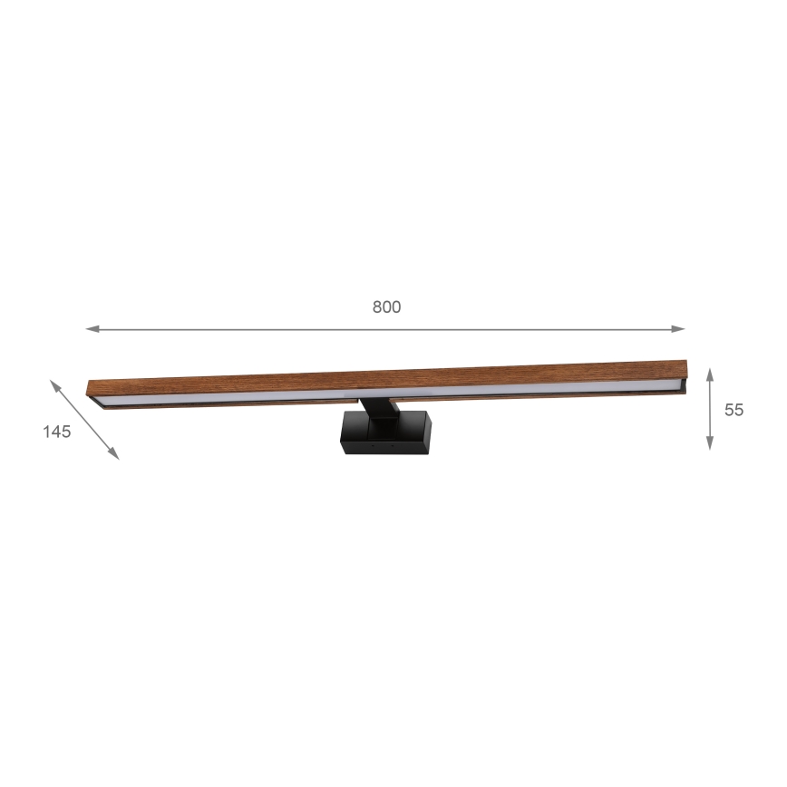 Brilagi - LED-Badezimmer-Spiegelbeleuchtung 3-in-1 WOODY MIRROR LED/15W/230V 80 cm IP44 schwarz/Eiche-Kirsche