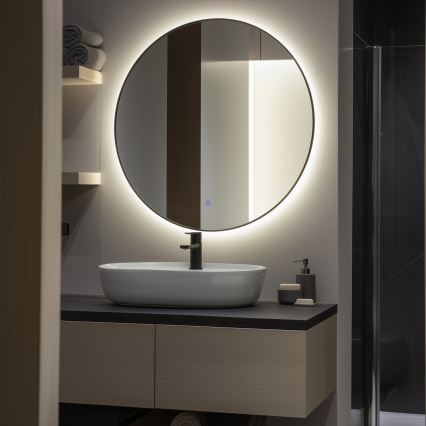 Brilagi - LED-Badezimmerspiegel VENA BLACK LED/26W/230V Ø 80 cm IP44 CRI 90 dimmbar + CCT