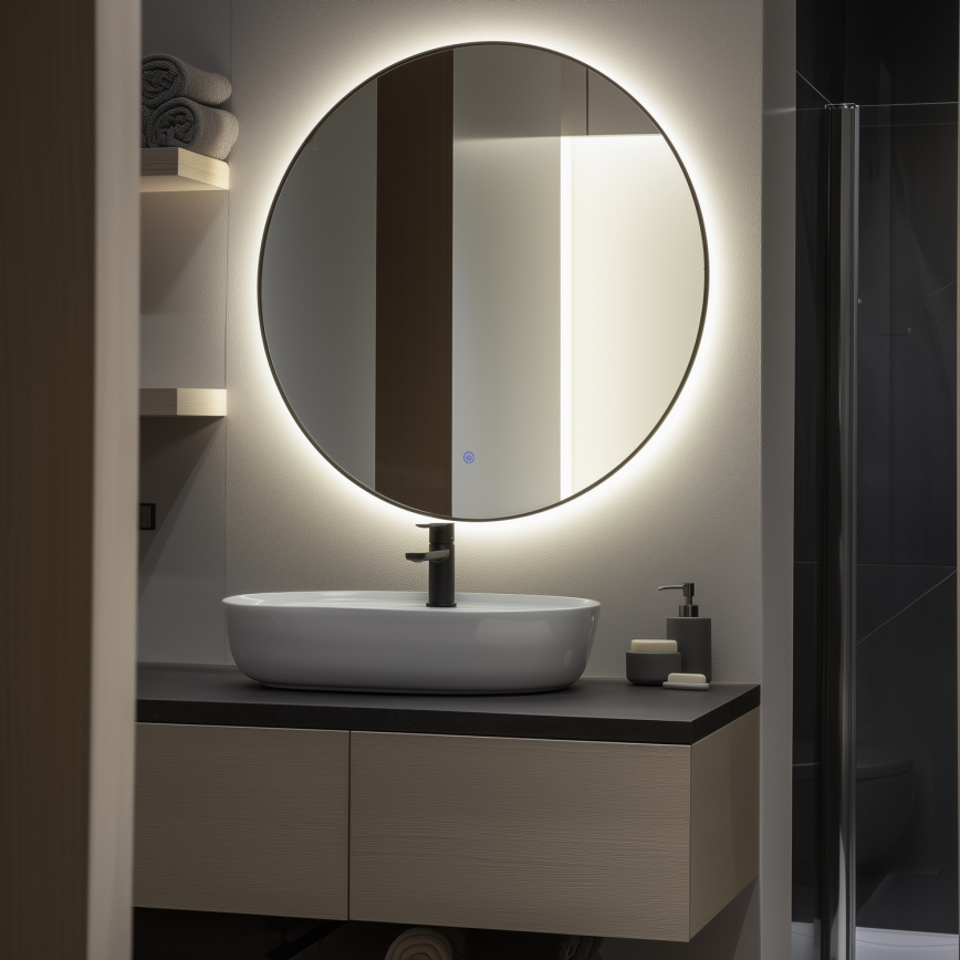 Brilagi - LED-Badezimmerspiegel VENA BLACK LED/26W/230V Ø 80 cm IP44 CRI 90 dimmbar + CCT