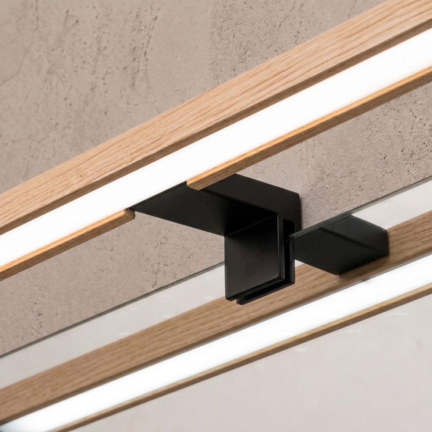 Brilagi - LED-Badspiegelleuchte 3-in-1 WOODY MIRROR LED/8W/230V IP44 schwarz/Eiche