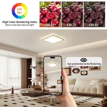 Brilagi - LED Badezimmer-Deckenleuchte ULTRA SLIM LED/18W/230V 30x30 cm goldfarben IP54