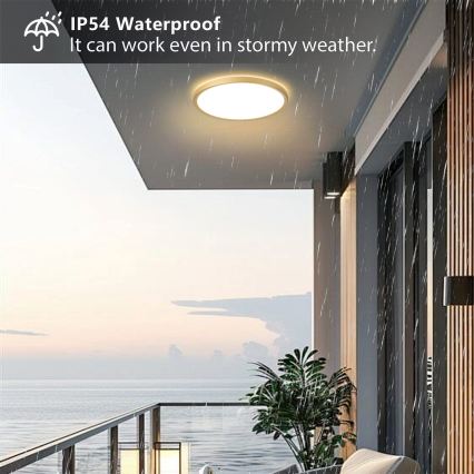 Brilagi - LED Badezimmer-Deckenleuchte ULTRA SLIM, 24 W / 230 V, Ø 42 cm, goldfarben, IP54