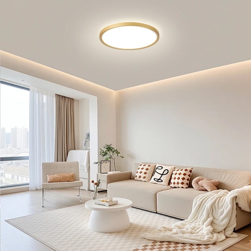 Brilagi - LED Badezimmer-Deckenleuchte ULTRA SLIM, 24 W / 230 V, Ø 42 cm, goldfarben, IP54