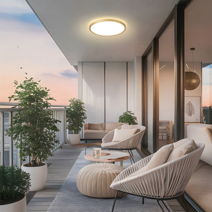 Brilagi - LED Badezimmer-Deckenleuchte ULTRA SLIM, 24 W / 230 V, Ø 42 cm, goldfarben, IP54