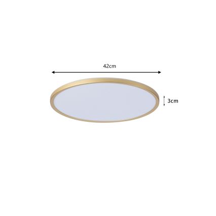 Brilagi - LED Badezimmer-Deckenleuchte ULTRA SLIM, 24 W / 230 V, Ø 42 cm, goldfarben, IP54
