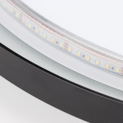 Brilagi - LED Badezimmerspiegel ASTI LED/19W/230V Ø 60 cm schwarz IP44 CRI 90 dimmbar + CCT
