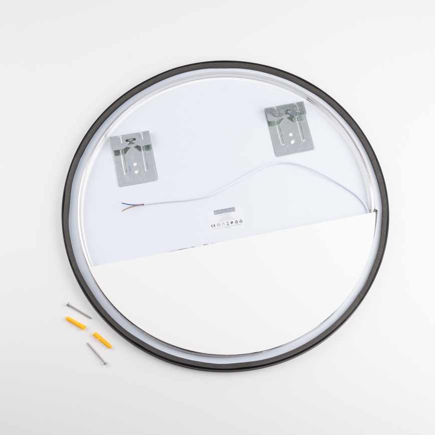 Brilagi - LED-Badezimmerspiegel NOVARA LED/19W/230V Ø 60 cm schwarz IP44 CRI 90 dimmbar + CCT