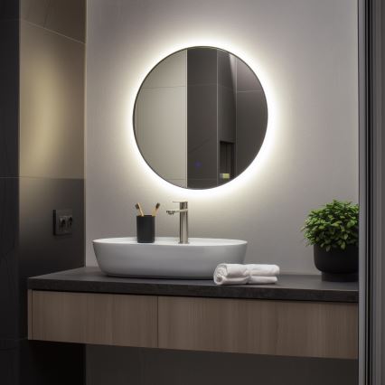 BRILAGI - LED Badezimmerspiegel VENA BLACK LED/19W/230V Ø 60 cm IP44 CRI 90 dimmbar + CCT