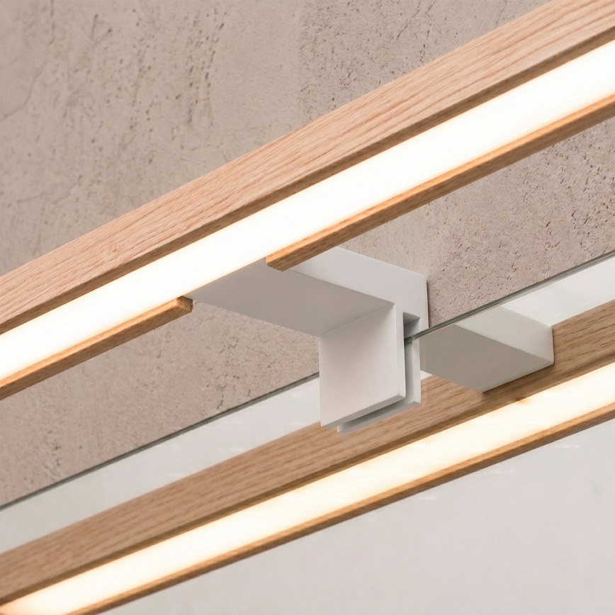 BRILAGI - LED-Badezimmer-Spiegelbeleuchtung 3-in-1 WOODY MIRROR LED/12W/230V 60 cm IP44 weiß/Eiche