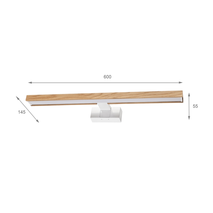 BRILAGI - LED-Badezimmer-Spiegelbeleuchtung 3-in-1 WOODY MIRROR LED/12W/230V 60 cm IP44 weiß/Eiche