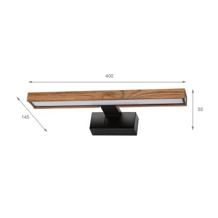 Brilagi - LED-Beleuchtung für Badezimmerspiegel 3-in-1 WOODY MIRROR LED/8W/230V 40 cm IP44 schwarz/Eiche