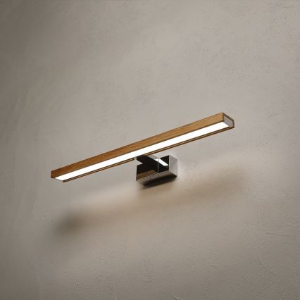 BRILAGI - LED-Beleuchtung für Badezimmerspiegel 3-in-1 WOODY MIRROR LED/12W/230V 60 cm IP44 Hochglanz-Chrom/Eiche