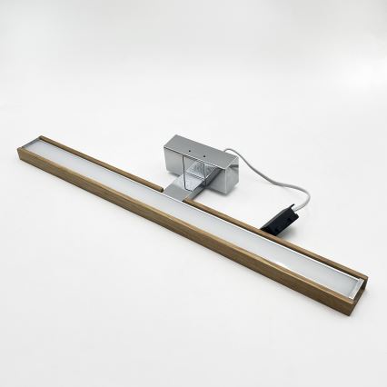 BRILAGI - LED-Beleuchtung für Badezimmerspiegel 3-in-1 WOODY MIRROR LED/12W/230V 60 cm IP44 Hochglanz-Chrom/Eiche