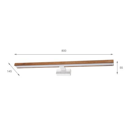 Brilagi - LED-Badezimmer-Spiegelleuchte 3-in-1 WOODY MIRROR LED/15W/230V 80 cm IP44 weiß/Eiche-Kirsche