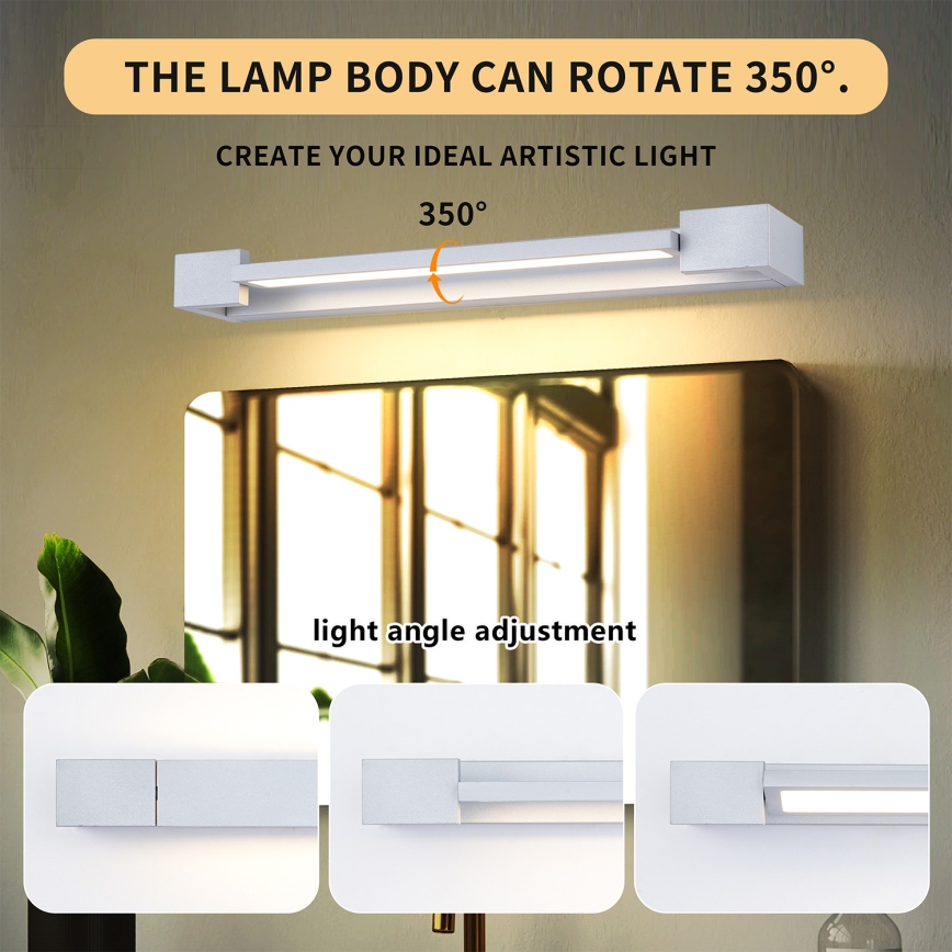 Brilagi - LED-Spiegelleuchte für Badezimmer AQUA LINE, 12 W, 230 V, 45 cm, IP44, weiß, CRI 90