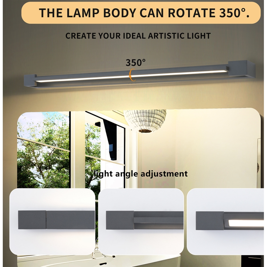 Brilagi - LED-Spiegelleuchte für das Badezimmer AQUA LINE LED/24W/230V 90 cm IP44 Anthrazit CRI 90