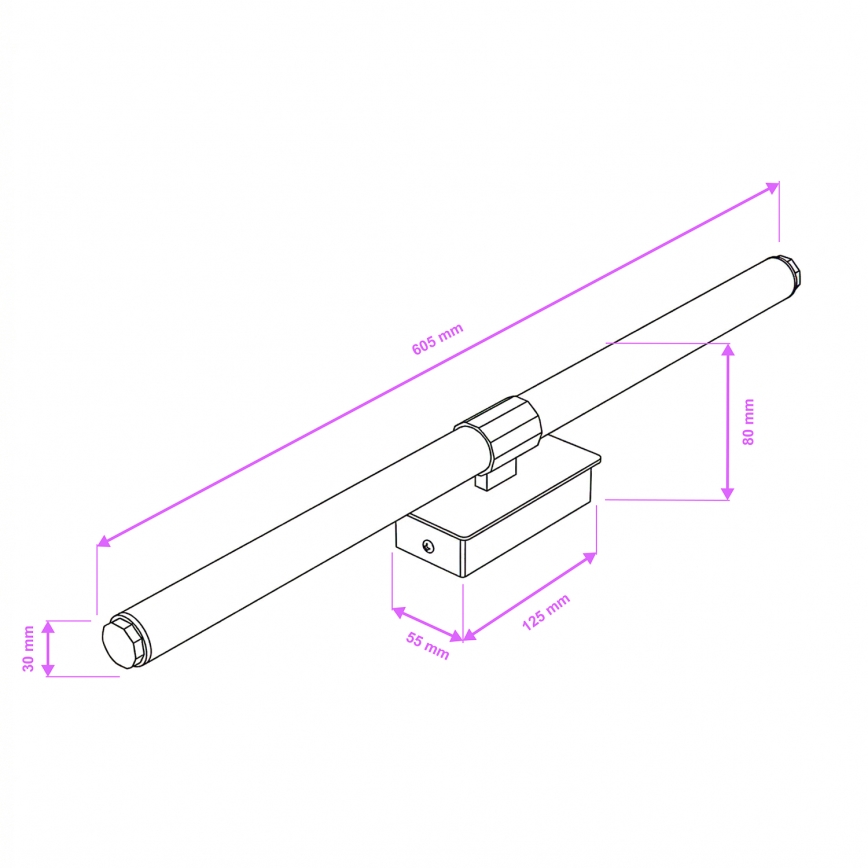 Brilagi - LED-Badspiegelleuchte DIANA LED/10W/230V 60 cm IP44 schwarz
