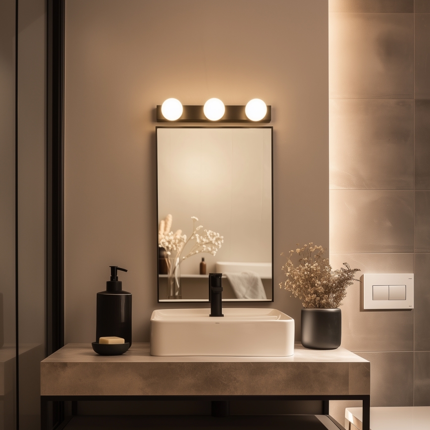 Brilagi - LED-Spiegelleuchte für Badezimmer HOLLYWOOD 3xLED/3W/230V 39 cm IP44 schwarz