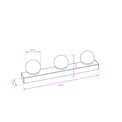 Brilagi - LED-Spiegelleuchte für Badezimmer HOLLYWOOD 3xLED/3W/230V 39 cm IP44 schwarz