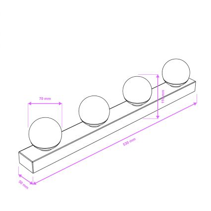 Brilagi - LED-Badspiegelleuchte HOLLYWOOD 4xLED/3W/230V 53 cm IP44 schwarz